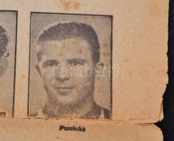 Buzánszky Jenő labdarúgó, az Aranycsapat tagja aláírása a Népsport illetve a Béke és Szabadság magya...