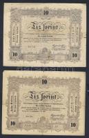 1848. 10Ft "Kossuth bankó" (10x) hátlapi fordított alapnyomat T:III/IV,IV,restaurált