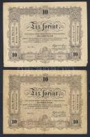 1848. 10Ft "Kossuth bankó" (10x) hátlapi fordított alapnyomat T:III/IV,IV,restaurált