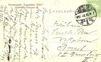 Nagyszeben, Hermannstadt, Sibiu; Conditorei Erlenpark / Cukrászda a parkban, kerthelyiség. Czelnai f...