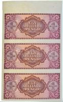 1946. 1.000.000.000P sorozat és sorszám nélkül, hármas ívszéli ívben T:I R! / Hungary 1946. 1.000.00...