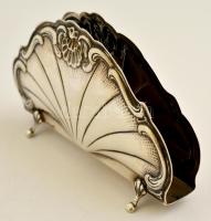 Ezüst (Ag.) szalvétatartó, jelzett, mesterjeggyel, 8×15 cm, nettó:127 g / Silver napkin holder, hall...