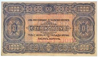1923. 1000K "8 FILLÉR - NYOLC FILLÉR" felülnyomással,  "B92 833422" T:I-,II / Hu...