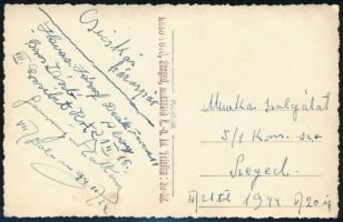 1944 Szeged, munkaszolgálatosok csoportképe, 2 db fotó, hátulján feliratozva, 9×14 cm