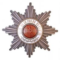Bulgária ~1920. Szent Sándor-rend II. osztályának csillaga zománcozott és jelzett Ag csillag, függőleges tűvel, C. F. ROTHE és WIEN gyártói beütésekkel a tűn, valamint ezüstjelzés a csillag hátoldalán (78mm) T:1-,2 /  Bulgaria ~1920. Order of St. Alexander, star of the 2nd class enamelled and hallmarked Ag star with vertical pin, C.F. ROTHE and WIEN makers mark on pin, and silver hallmark on reverse of the star (78mm) C:AU,XF