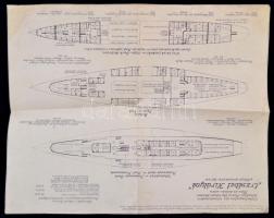 cca 1896 az Erzsébet királyné gőzhajó elrendezési terve, tervmásolat, 33,5×41,5 cm + az Erzsébet kir...