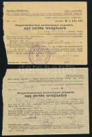 1951, 1955 Zsírbeadás igazolása / sertésvágási engedély, 2 db