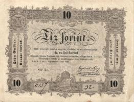1848. 10Ft "Kossuth bankó" hátlapi fordított alapnyomat T:II-