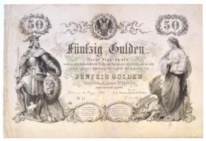 1866. 50G vízjeles papíron T:III részben restaurált / Hungary 1866. 50 Gulden on watermarked paper C:F partially restored Adamo G99