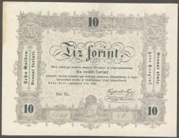 1848. 10Ft "Kossuth bankó" "Buda pont Pest" vessző helyett T:II foltos