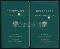 1987 Wien, Reisepass Republik Österreich - osztrák útlevél, 2 db / Austrian passports