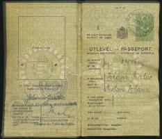1937 Bp., Magyar Királyság által kiállított útlevél, fénykép nélkül / Hungarian passport without photo
