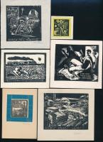 Vadász Endre (1901-1944): 6 db ex libris, linó és famestezetek papír, jelzettek / 6 bookplates of Endre Vadasz. Signed, lino and woodcuts