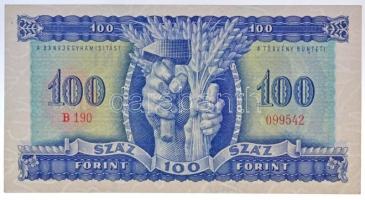1946. 100Ft vízjeles papíron, vágáshibás, az alsó él 159mm hosszú, "B190 099542" sorszámma...