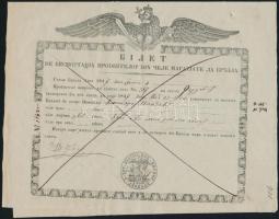 1847 Export szállítólevél Havasalföldről pecsételt szignettával / Export licence / Bilet from Walachia / Romania with stamped signetta.