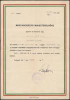 1946 Nagy Ferenc (1903-1979) miniszterelnök aláírása ellenállási mozgalmi elismerő oklevélen