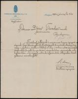 1896 Schmidt József (1848-1928) miniszteri tanácsos, az ezredéves kiállítás igazgatója kézzel írt levele Dörre Tivadar (1958-1932) festő részére a kiállítás ügyében, fejléces papíron