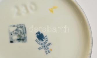 Hollóházi Szász Endre által tervezett mintával díszített porcelán tál és tégely, hibátlan, jelzett, ...