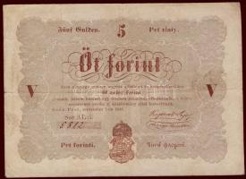 1848. 5Ft "Kossuth bankó" barna "alladalmi" nyomdahibával T:II/III+