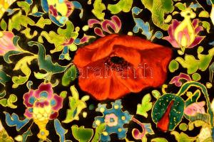 Schütz Cilli falitál, virág díszítéssel, kézzel festett mázas fajansz, szélén egy apró lepattanáassa...