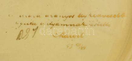 Schütz Cilli falitál, virág díszítéssel, kézzel festett mázas fajansz, szélén egy apró lepattanáassa...