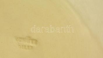 Schütz Cilli falitál, virág díszítéssel, kézzel festett mázas fajansz, szélén egy apró lepattanáassa...