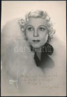 1936 Zilahy Irén (1902-1944) színésznő üdvözlő sorai aláírása őt magát ábrázoló fotón