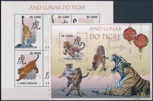 Chinese New Year: Year of the Tiger mini sheet + block, Kínai Újév: Tigris éve kisív + blokk