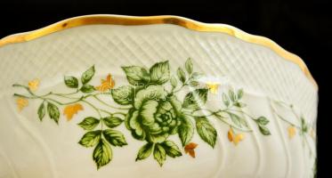 Hollóházi Erika mintás porcelán bonbonier, matricás, hibátlan, jelzett, d: 16,5 cm, m: 16 cm