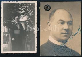 cca 1942 Apor Vilmos (1892-1945) püspök fotója és útlevélből kivágott igazolványképe, 8×6 cm