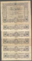 1848. 10Ft "Kossuth bankó" (6x) T:III/IV,IV