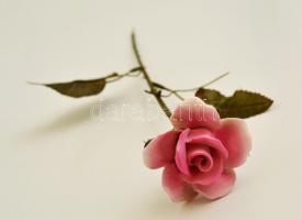 Mű rózsaszál festett porcelán virággal, h:34 cm