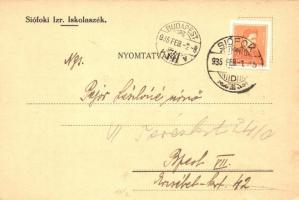1935 Siófoki Izraelita Iskolaszék, iskola adó a hátoldalon / Hungarian Israeli School Chair, Jewish ...