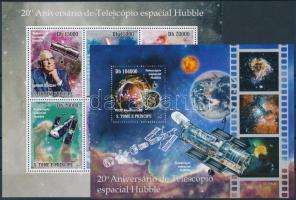 20 éves a Hubble űrtávcső kisív + blokk, 20th anniversary of Hubble Space Telescope minisheet + block