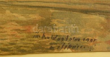 Olvashatatlan jelzéssel: Akvarell papír, 35x18 cm Üevegezett keretben