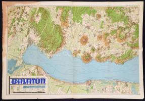 cca 1939 a Balaton térképe (két szelvény), 1:50000, M. Kir. Honvéd Térképészeti Intézet, jelmagyarázattal, szélein kis gyűrődésekkel, kicsit foltos