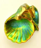 Zsolnay eozin mázas akt kagylóval, jelzett, hibátlan, 14×11 cm, m:11,5 cm