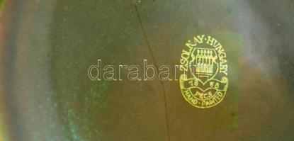 Zsolnay eozin virág mintás váza, jelzett, hibátlan, m:8 cm, d:13 cm