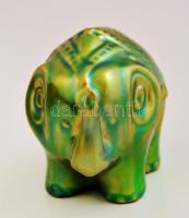 Zsolnay elefánt, eozin mázas, jelzett, hibátlan, m:6,5 cm, h:8 cm
