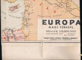 cca 1916 Európa hadi térképe, 1:5000000, Stoits György, Budapest, papír mappában, a hajtások mentén ...