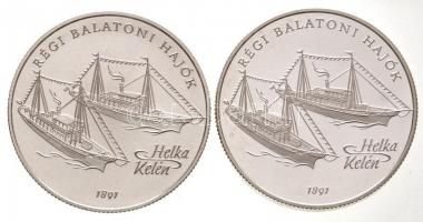 1997. 2000Ft Ag Régi balatoni hajók - Helka, Kelén jelzett próbaveret (2xklf) T:BU,PP / Hungary 1997. 2000 Forint Ag Old Balaton Ships - Helka, Kelén PRÓBAVERET marked trial strike (2xdiff) C:BU,PP Adamo EM146