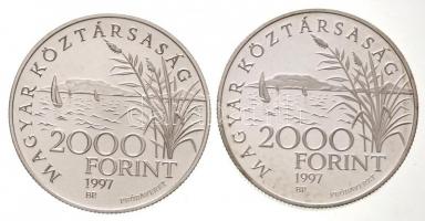 1997. 2000Ft Ag "Régi balatoni hajók - Helka, Kelén" jelzett próbaveret (2xklf) T:BU,PP / ...