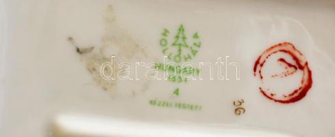 Hollóházi hölgy legyezővel, kézzel festett, jelzett, hibátlan, m: 26 cm