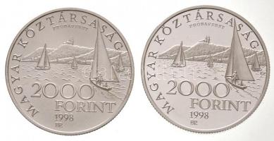 1998. 2000Ft Ag "Régi balatoni hajók - Phoenix" jelzett próbaveret (2xklf) T:BU,PP / Hunga...