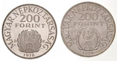1976. 200Ft Ag "II. Rákóczi Ferenc" jelzett próbaveret (2xklf) T:BU,1(PP) halvány patina /...
