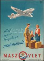 cca 1949-1954 Maszovlet személyszállítás, kisméretű reklámplakát, 23×16,5 cm