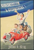 cca 1950 Káldor László (1905-1963): Kereskedelem a gyermekért!, kisméretű reklámplakát, 23,5×16 cm