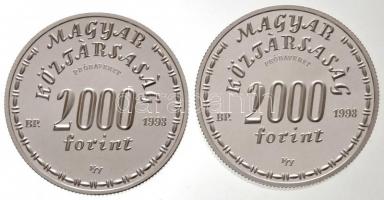 1998. 2000Ft Ag "Eötvös Lóránd" jelzett próbaveret (2xklf) T:BU,PP / Hungary 1998. 2000 Fo...