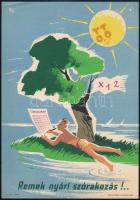 cca 1960 Totó - Remek nyári szórakozás!, kisméretű reklámplakát, 24×17 cm