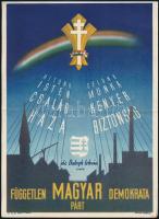 cca 1947-1949 Független Magyar Demokrata Párt, kisméretű plakát, hajtott, 24×17 cm